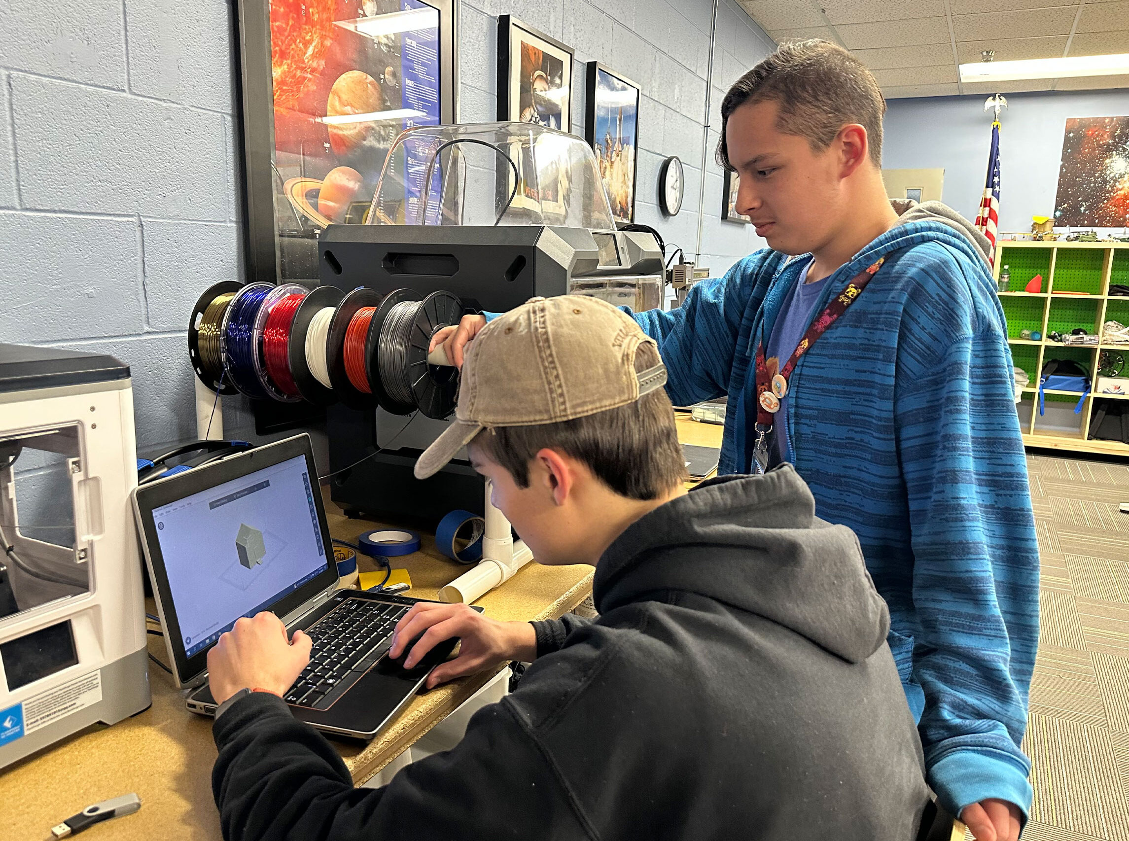 Students working on 3D printing