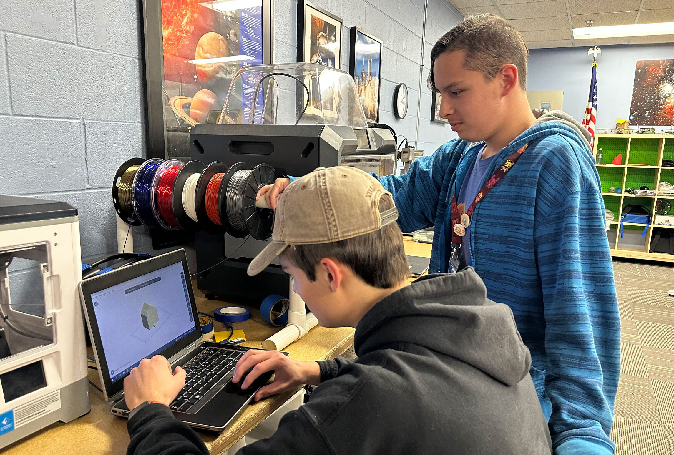 Students working on 3D printing
