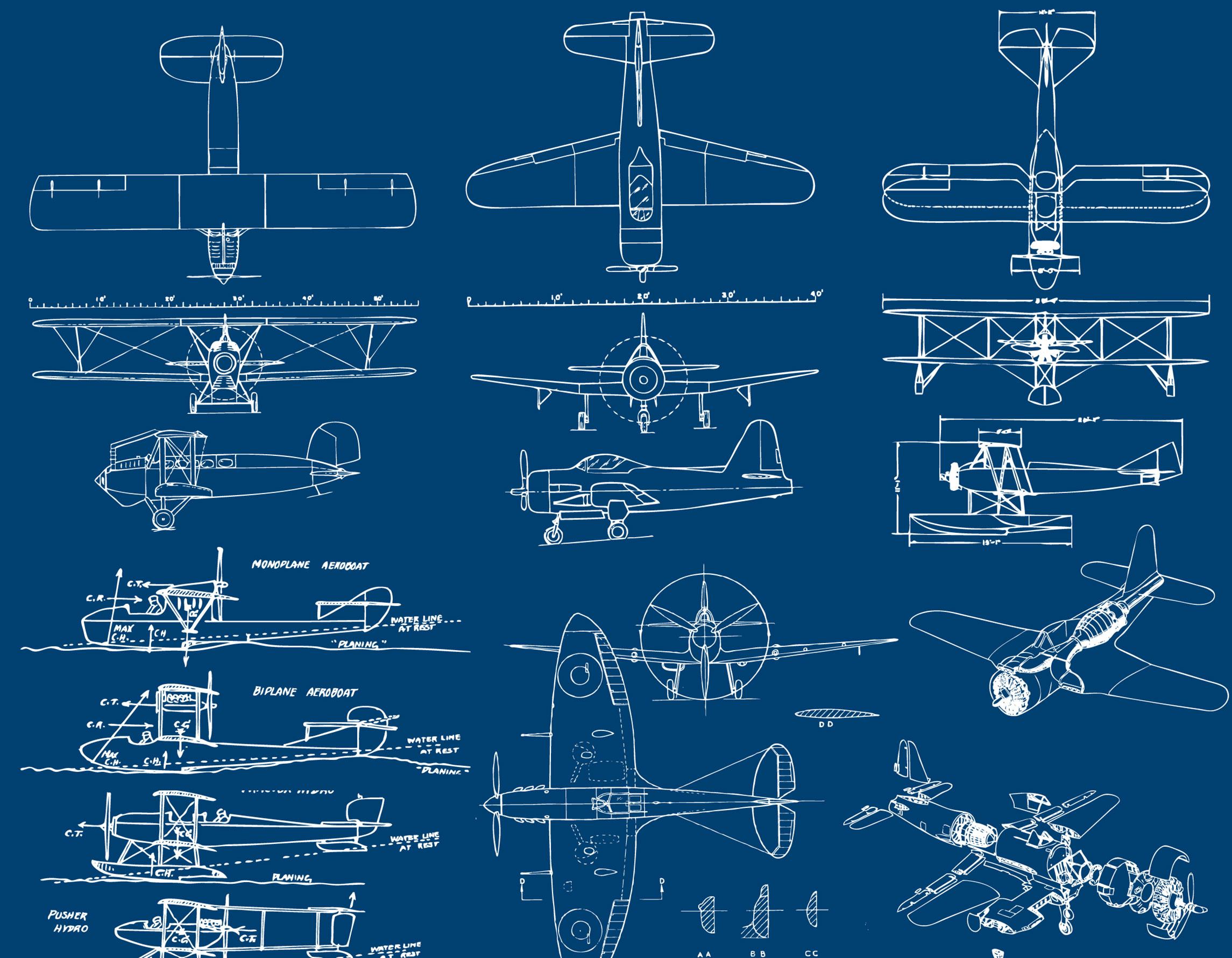 Blueprint of airplanes
