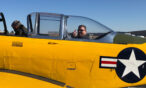 Visitor in the passenger seat of the Beechcraft T-34 Mentor