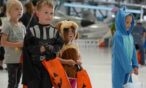 Kids in costumes for Haunting in the Hangar