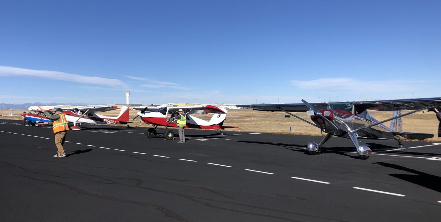 Taildragger aircraft on display on the ramp at Exploration of Flight