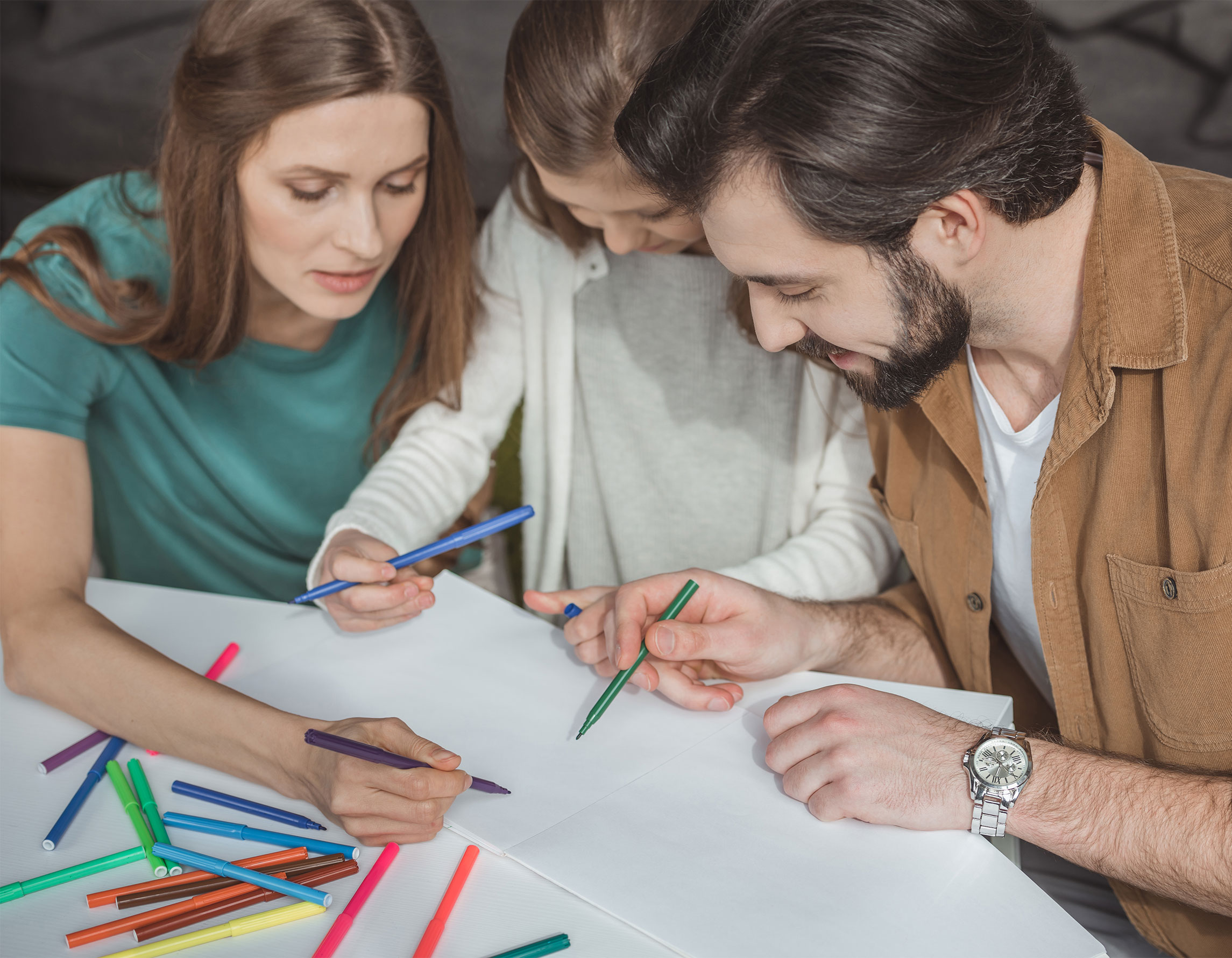 Family drawing together