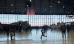 Families in the hangar at the Air & Space Museum