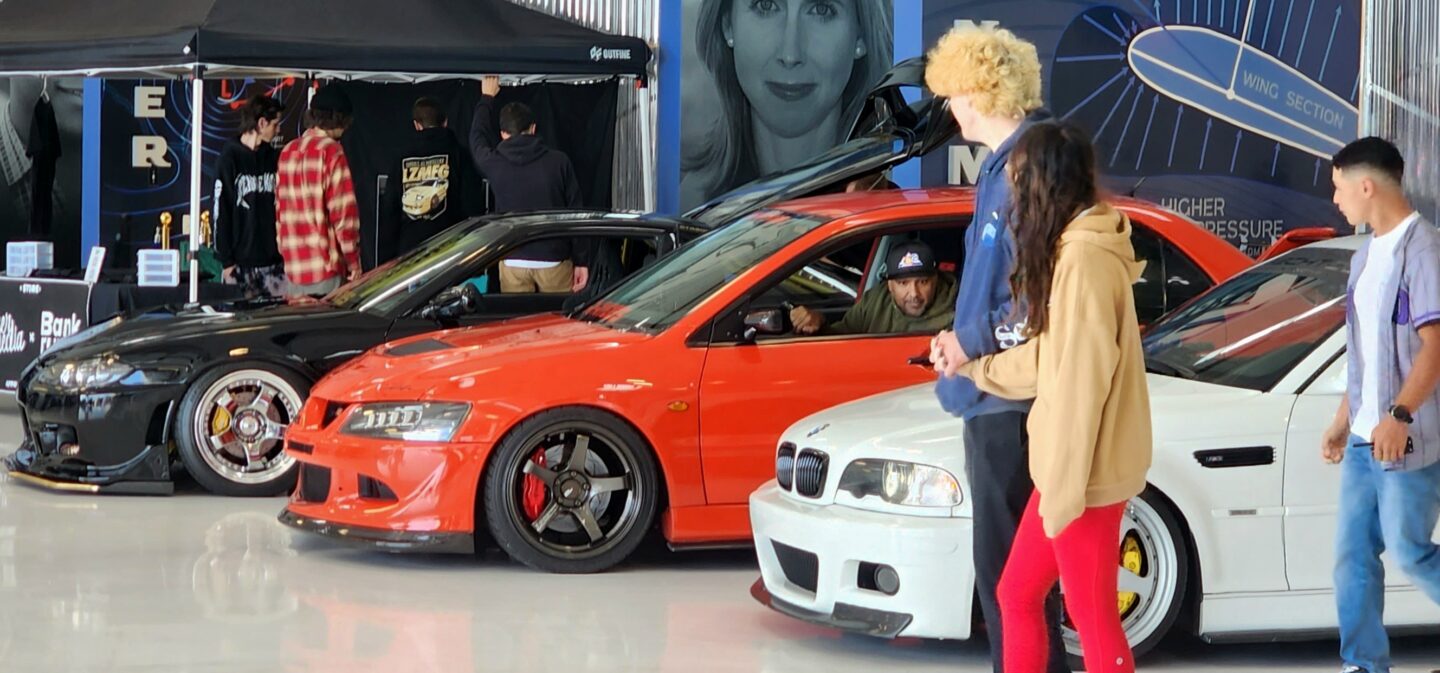 Cars on display at Exploration of Flight