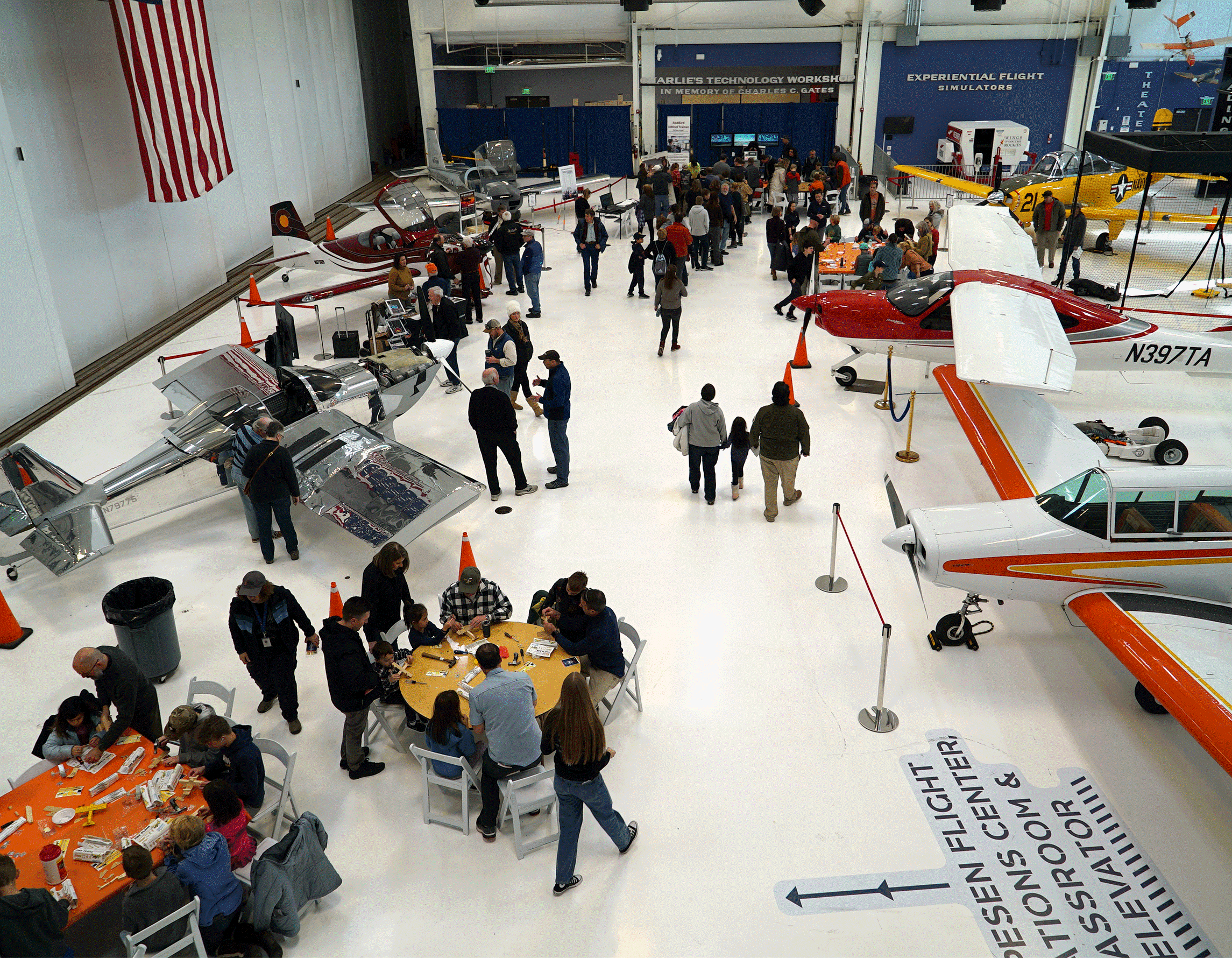 Exploration of Flight hangar full of guests