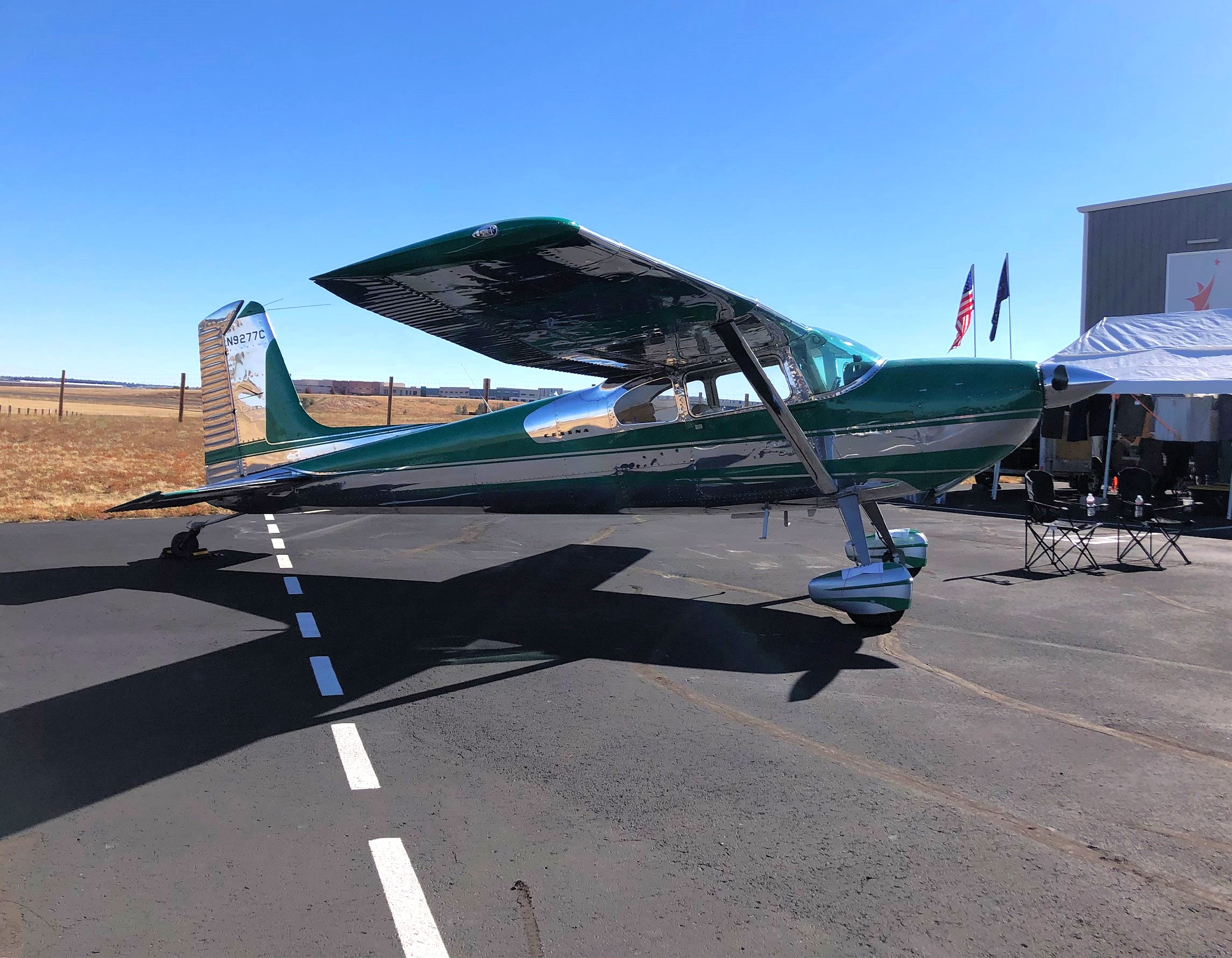 Taildragger aircraft on display on the ramp at Exploration of Flight