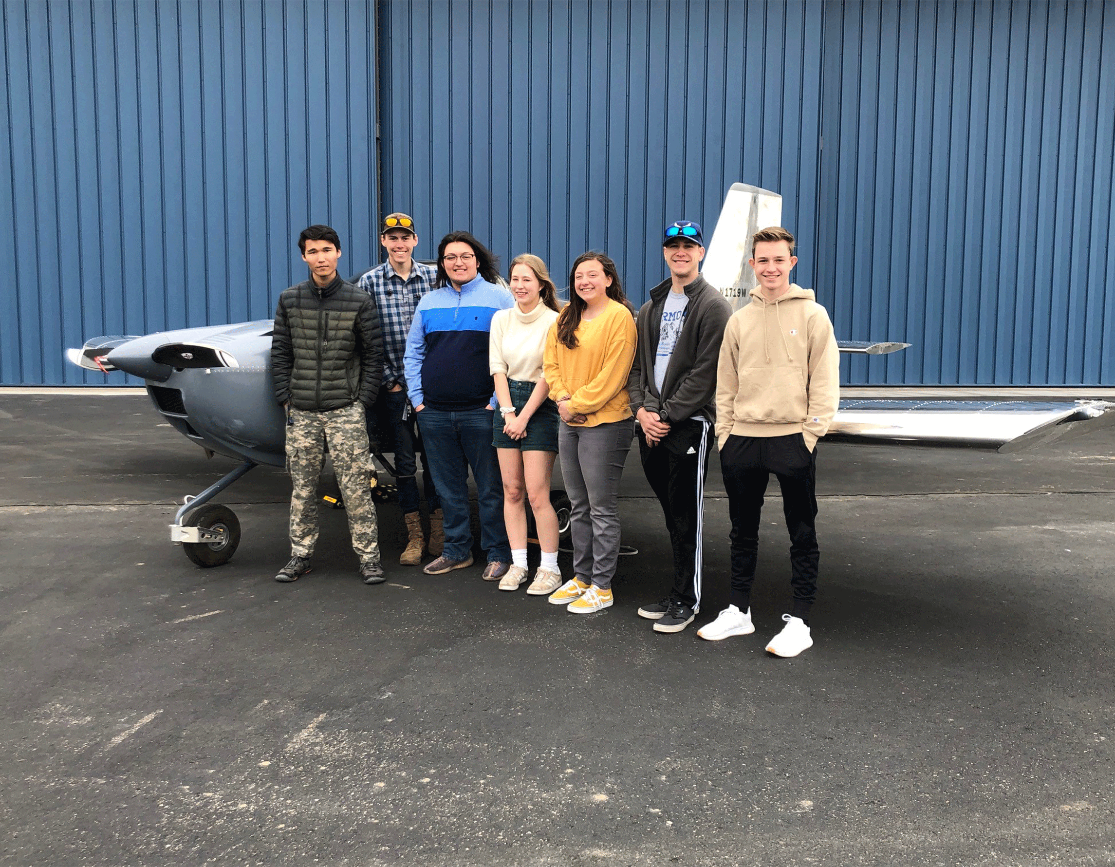 Students in front of the RV-12 Aircraft