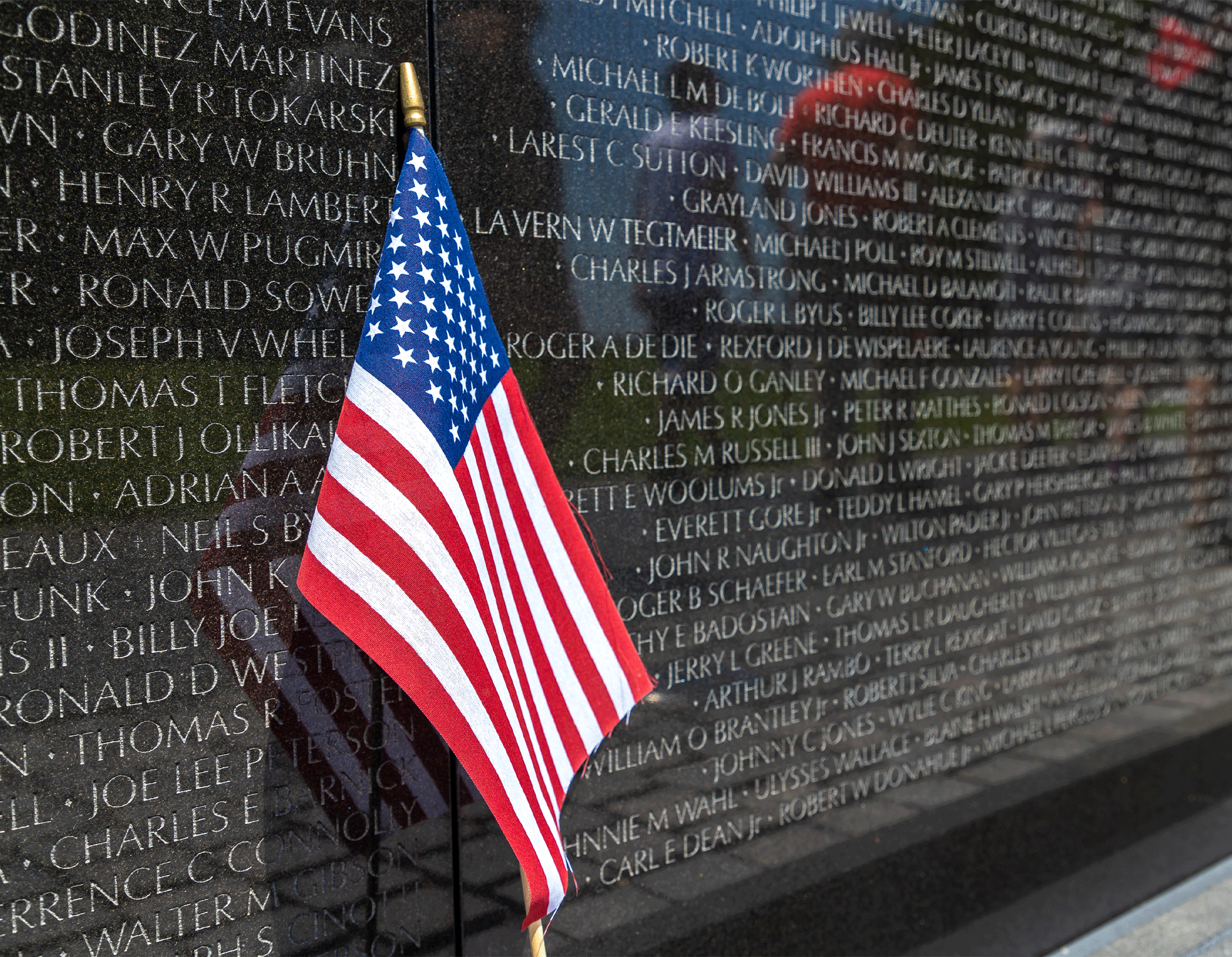 Vietnam Memorial and American Flag