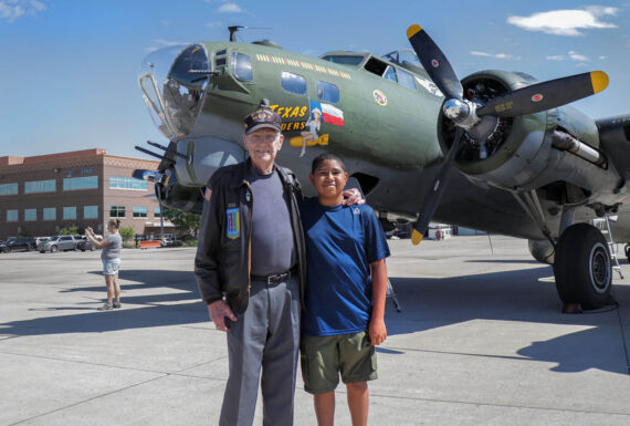 Donate to Wings Museum - Grandfather with Grandson